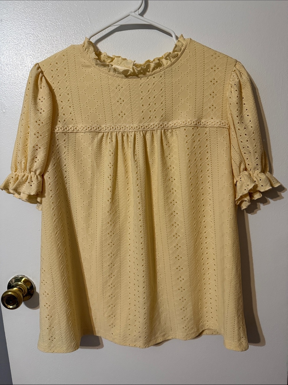 Little Girls' Pale Yellow Eyelet Ruffle Dress